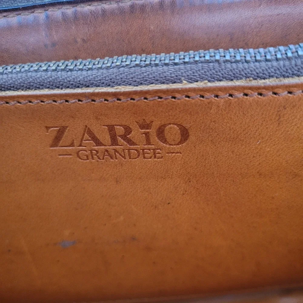 Zario Grandee Brown Leather Zip Around Wallet Long Accordion Organizer Mens